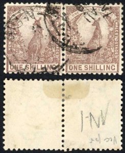 NSW SG362 1/- Purple Brown Wmk Double A INVERTED Fine used