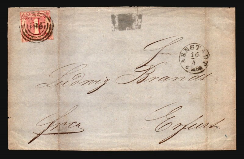 Thurn & Taxis SC# 18 on 1866 Cover / FRONT ONLY - Z17224