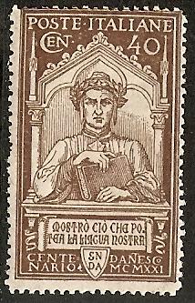 ITALY  135 MNH 1921 40c brown Dante Issue