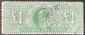 king Edward 7. 1911 British stamp £1 GB sg#320 cat.€800