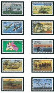 St Vincent Grenadines 685-94 MNH Specimen 1990 WWII Scenes (KA)(ad4357)