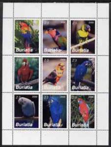 Buriatia Republic 2000 Parrots perf sheetlet containing s...