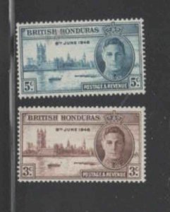 BRITISH HONDURAS #127-128 1946 PEACE ISSUE MINT VF LH O.G cc