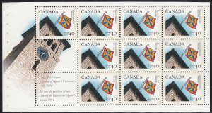 Canada 1991 MNH Sc #1338a 40c Queen's University Booklet pane of 10 plus 2 la...