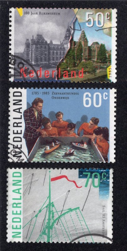 Netherlands 1985 Set of 3 Museum, Scott 671-673 used, value = 75c