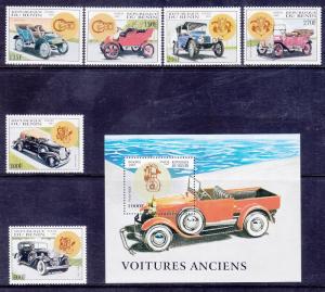 BENIN 987-93 MNH 1997 ANTIQUE AUTOMOBILES Complete Set with Souvenir Sheet