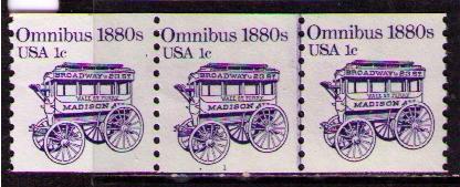 US Sc# 1897 MNH FVF Strip3 P#1 1880s Omnibus 1c