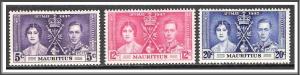Mauritius #208-210 Coronation Issue MH
