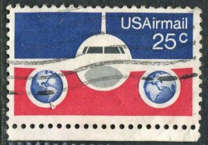 C89 25c Plane & Globes Air Mail Used