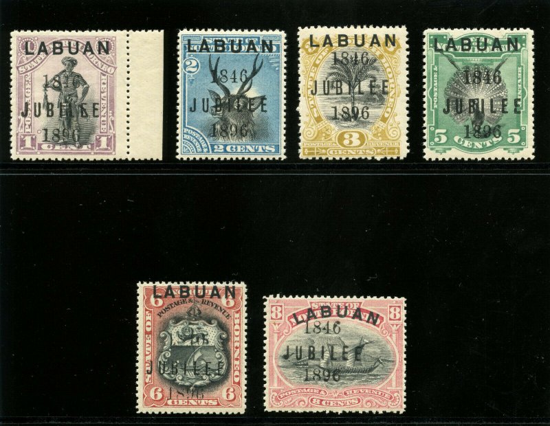 Labuan 1896 QV Jubilee Issue set complete superb MNH. SG 83-88. Sc 66-71.