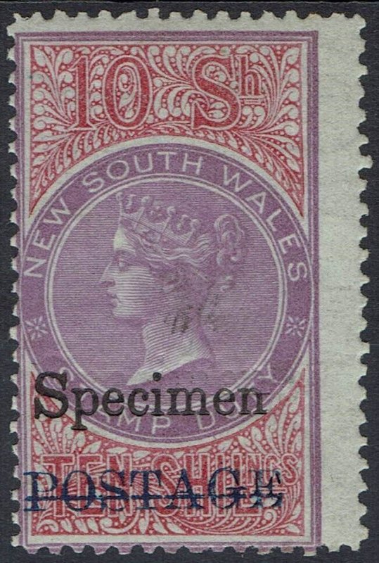 NEW SOUTH WALES 1885 QV POSTAGE 10/- MNH ** SPECIMEN 