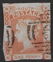 Australia - New South Wales 13  1852  one penny red fine used