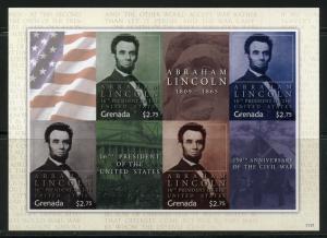 GRENADA 16th  PRESIDENT ABRAHAM LINCOLN  IMPERF SHEET II   MINT NH