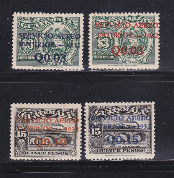 Guatemala C21-C24 Set MNH Surcharge