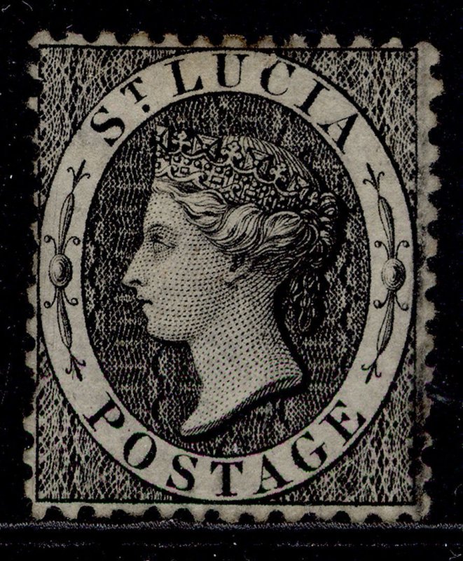 ST. LUCIA QV SG11, (1d) black, UNUSED. Cat £38.