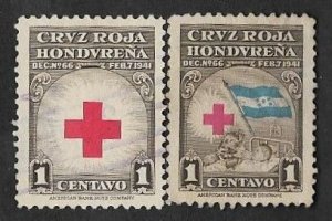 SD)1950 HONDURAS CENTENARY OF THE RED CROSS, 2 STAMPS MINT AND USED