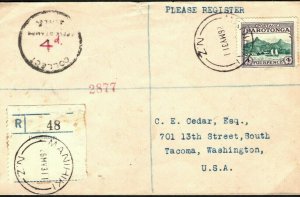 Cook Is RAROTONGA Cover *Manihiki* Registered *COLLECT 4d CHARGE* USA 1931 MS802