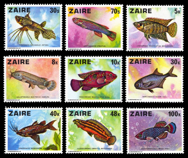 Zaire 1978 FISH Scott #862-870 Mint Never Hinged