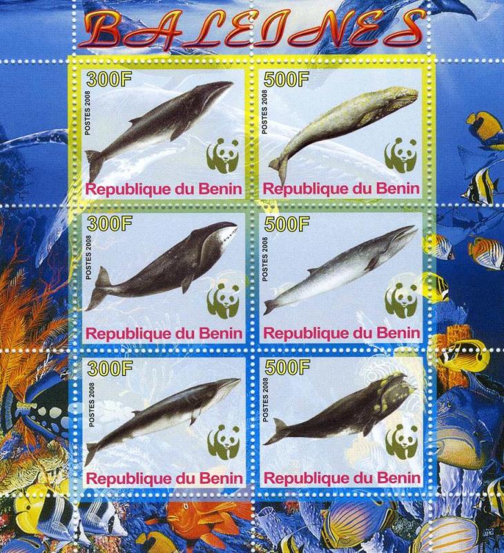 Benin 2008 Whales sheet (6) perforated mnh.vf