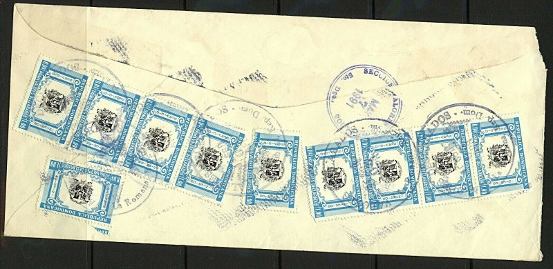 Dominican Republic 1991/2 trio of Registered covers with various rates, charges 