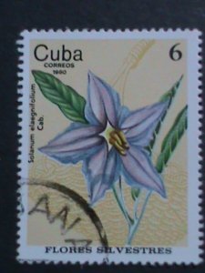 ​CUBA-VERY OLD CUBA-FLOWERS STAMPS USED-VF WE SHIP TO WORLD WIDE WE COMBINED