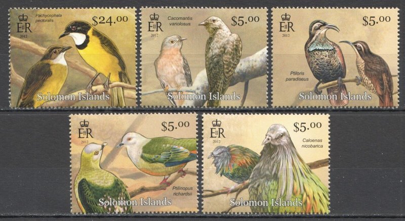 Wb255 2013 Solomon Islands Birds Fauna #1571-74,1579 Set Mnh
