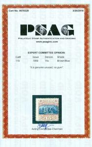 EDW1949SELL : USA 1869 Sc #119 Scarce & Fresh Mint NG stamp PSAG Cert Cat $1150