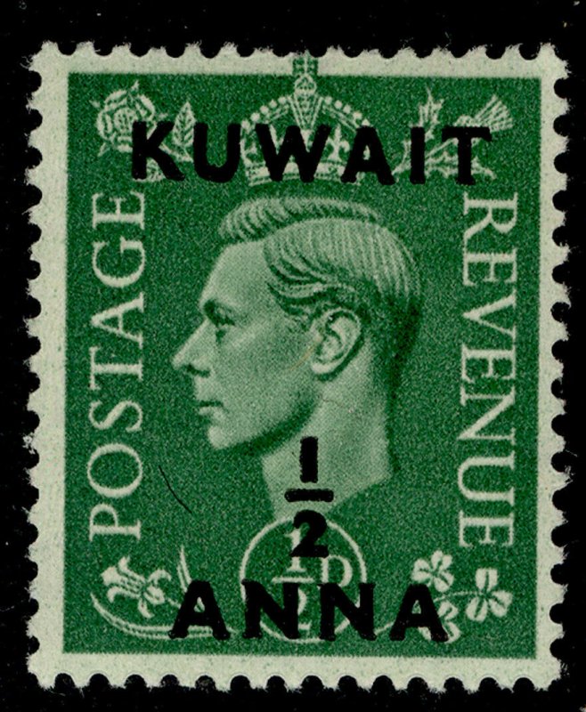 KUWAIT GVI SG64, ½a on ½d pale green, M MINT.