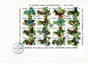 Guyana 1992 Sc 2604 BLACK IMPERFORATE overprint sheet of 16 FDC