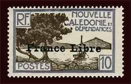 NEW CALEDONIA Scott #222 1941 France Libre overprint unused HR