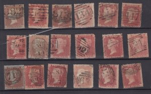 GB QV 1d Red Stars Unchecked Collection Of 18 Fine Used BP9058