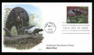US 3899e Northeast Deciduous Forest Black bear UA Fleetwood cachet FDC