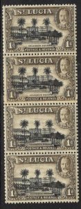 ST.LUCIA SG114a 1936 1d MNH VERTICAL COIL STRIP OF 4 WITH COIL JOIN