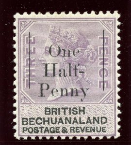 Bechuanaland 1888 QV ½d on 3d pale reddish lilac & black MLH. SG 29. Sc 30.