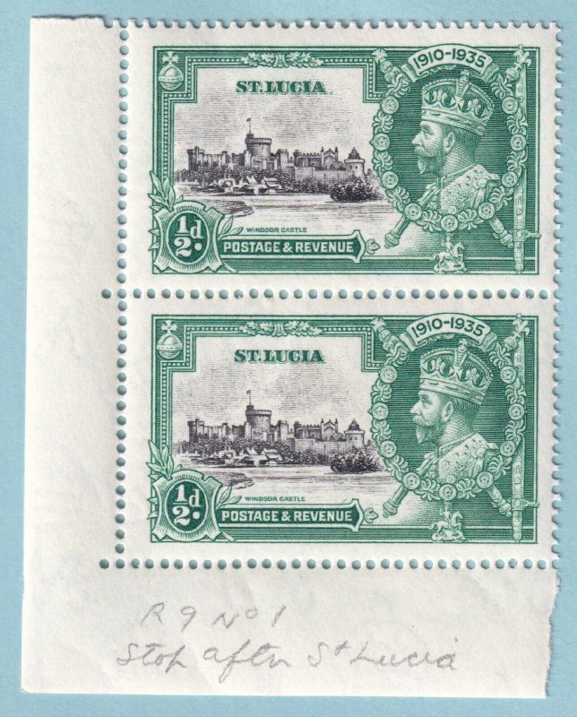 ST LUCIA 91  MINT NEVER HINGED OG ** PAIR - STOP AFTER ST LUCIA VARIETY - R440