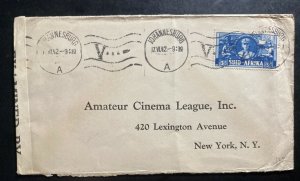 1942 Johannesburg South Africa Censored Cover To Amateur Cinema New York USA
