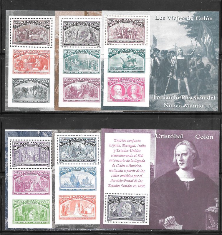 Spain #2678-2682 MNH CHRISOPHER COLUMBUS SOUVENIR SHEETS