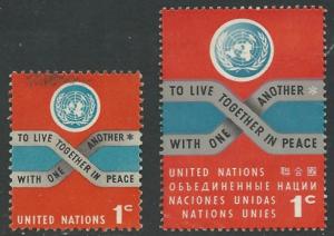 UN-NY # 104,146  1-cent  Definitive - two sizes   (2) VF Used