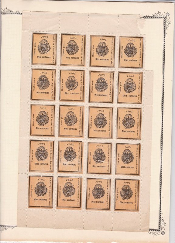 salvador 1904 mounted mint revenue stamps and stamps sheet ref r11366 