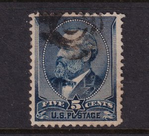 1888 James Garfield Sc 216 used 5c indigo single CV $20 (B5