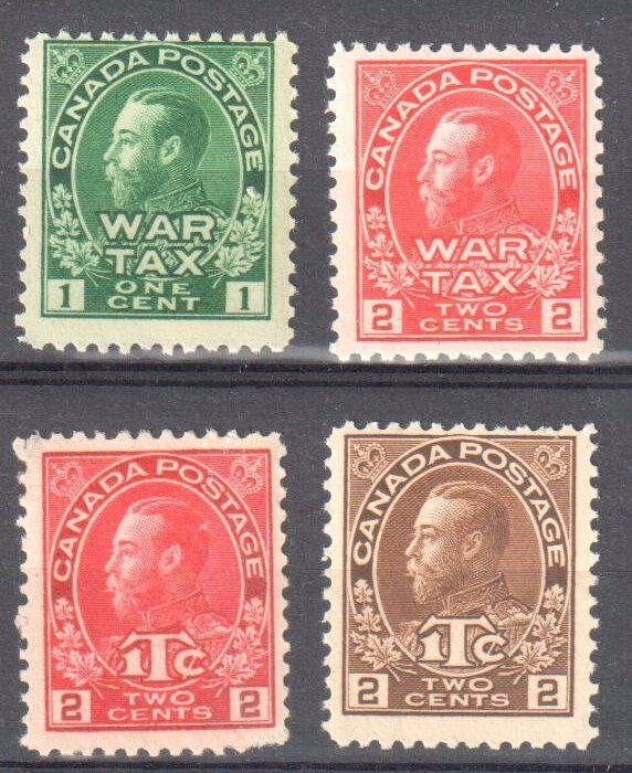 Canada #MR1 to MR4 Mint NH War Tax Stamps C$120.00