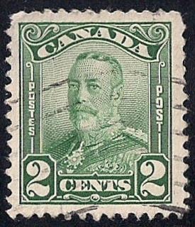 Canada #150 2 cent King George 5, Green Stamp used XF