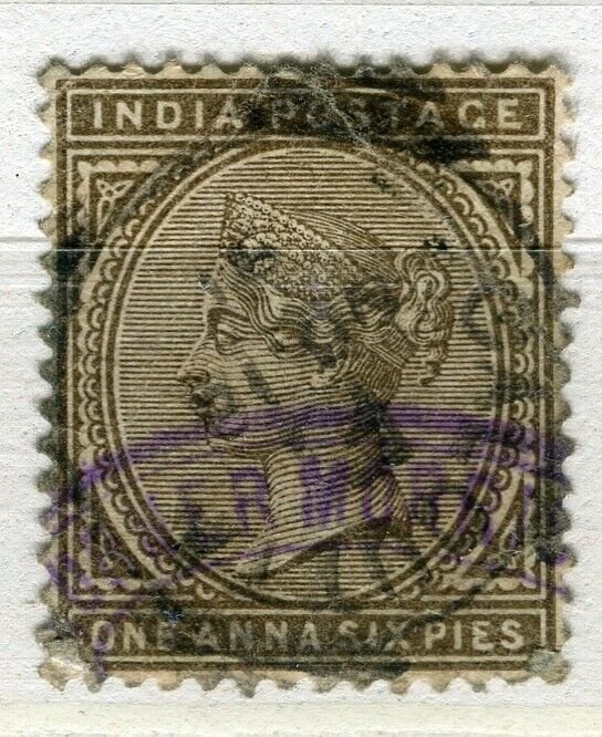 INDIA; 1880s classic QV issue fine used + Fiscal cancel 1a. 6p. value