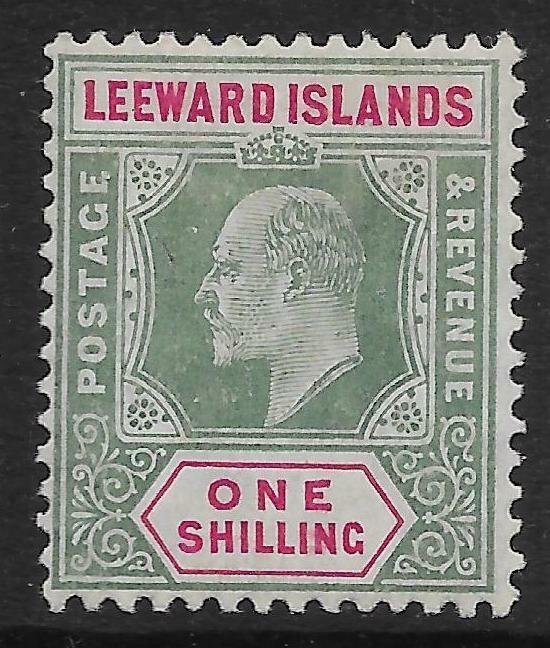 LEEWARD ISLANDS SG35 1908 1/= GREEN & CARMINE MTD MINT