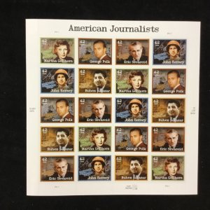 4248-4252    American Journalists  MNH 42c sheet of 20   FV $8.40   Issued 2008.