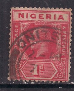 Nigeria 1914 - 21 KGV 1d Rose Carmine used Die 2 SG 16b ( F937 )