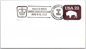 US SPECIAL EVENT POSTMARK COVER 1986 US OPEN CHESS CHAMPIONSHIP SOMERSET N.J.