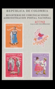 COLOMBIA 1971 SCOTT # 797 - 798. SOUVENIR SHEET SET. UNUSED.