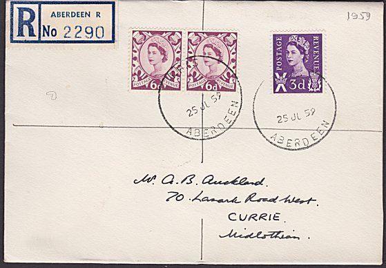 GB SCOTLAND 1959 Reg cover RHAS / ABERDEEN skeleton cds - Royal Show.......67236