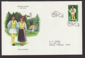 Romania Costumes 1987 Typed FDC BIN